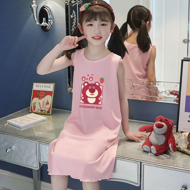 女童睡裙夏季儿童吊带背心连衣裙中大童女孩莫代尔睡衣公主家居服