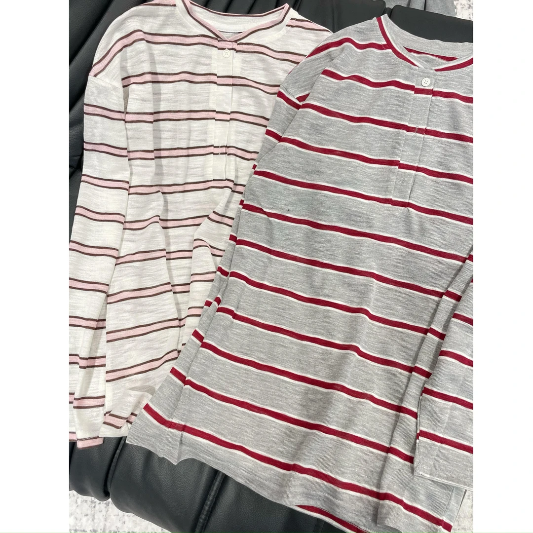 《An ni》【AC】秋季新品时尚条纹长袖圆领针织T恤上衣Ani-C545