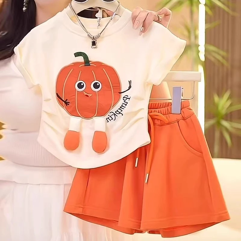 全棉时代女童夏季套装2025新款儿童装夏装洋气网红时髦休闲女孩短