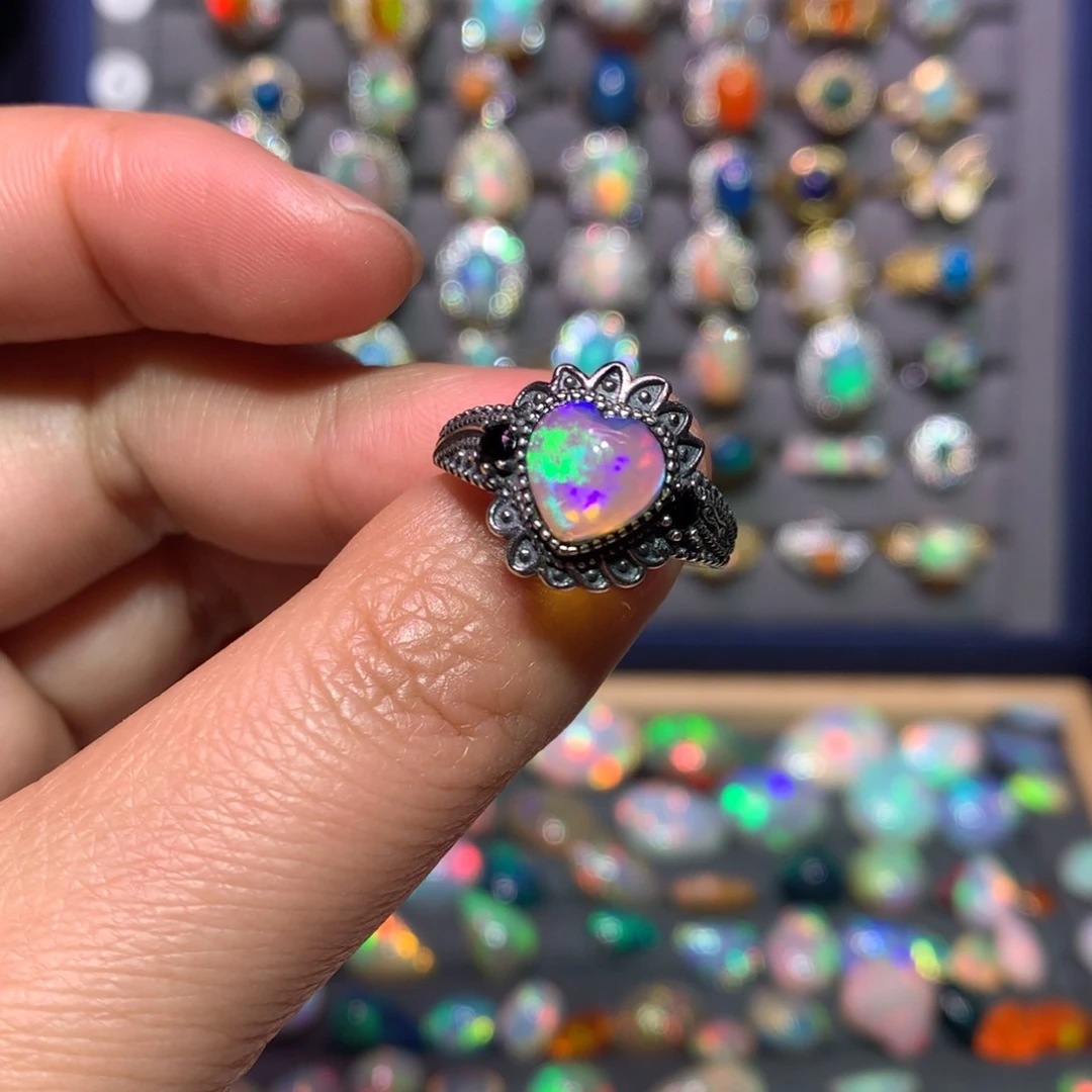 欧泊戒指款式银S925镶嵌