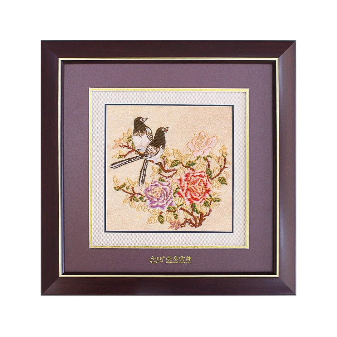 014058 月月见喜 金 四则框画