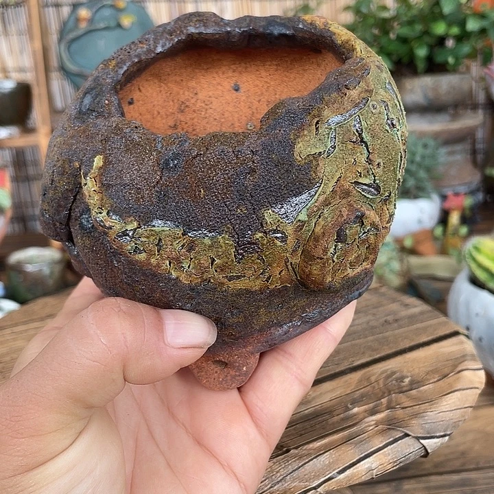 手工粗陶高温花盆