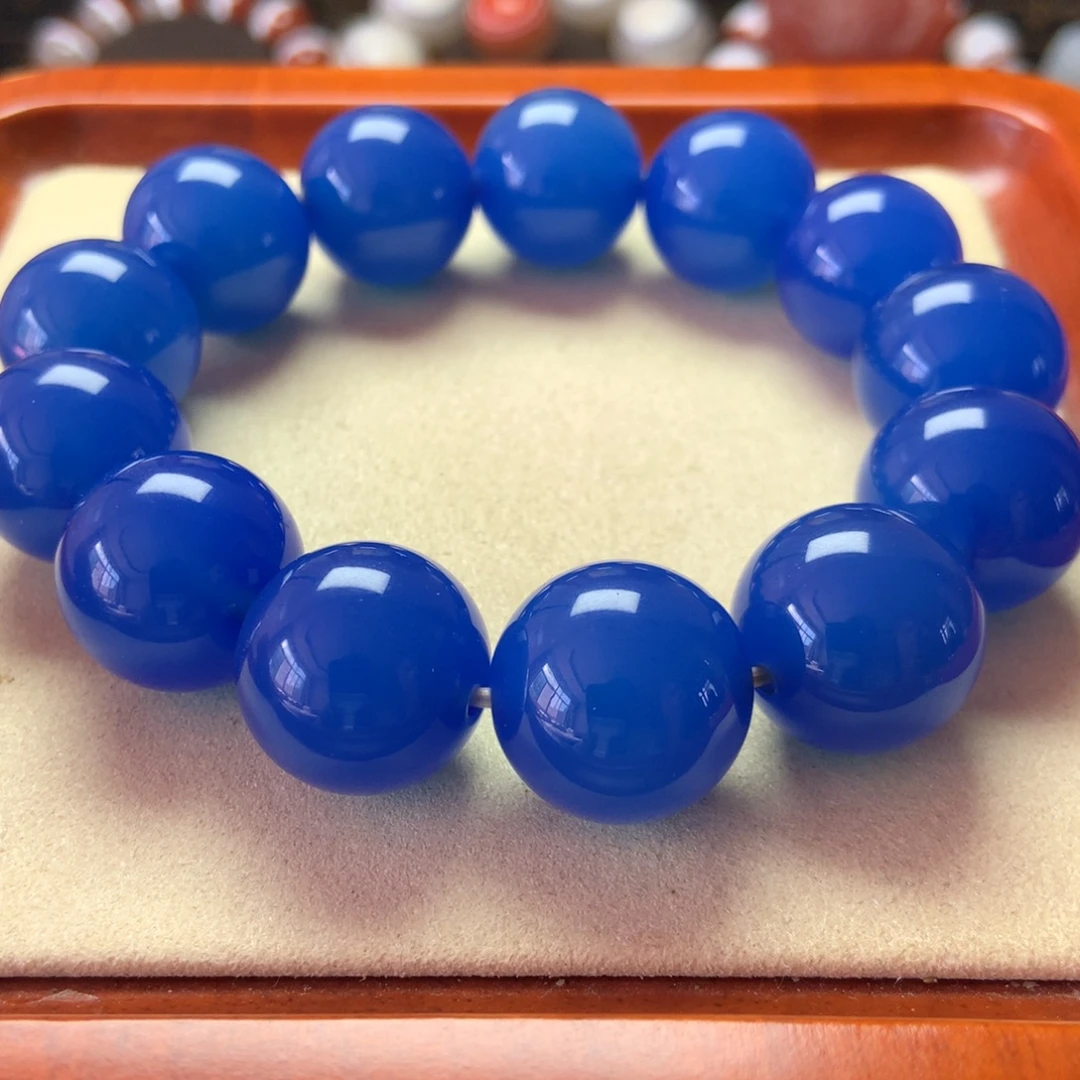 ****照未镶嵌手串玛瑙/玉髓满肉 湖水蓝