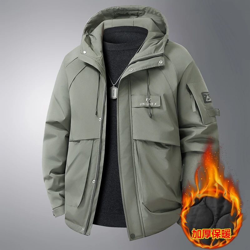 2025年户外防寒冲锋衣大号大口袋工装棉服胖子加大码休闲保暖外套