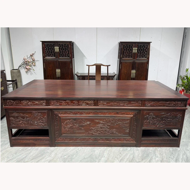红木家具大红酸枝办公桌五件套新中式办公桌家用书房写字台
