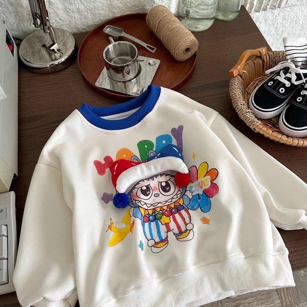 潮童秋装卫衣Labubu立体玩偶萌趣炸街衣服男女孩洋气拉布布上衣