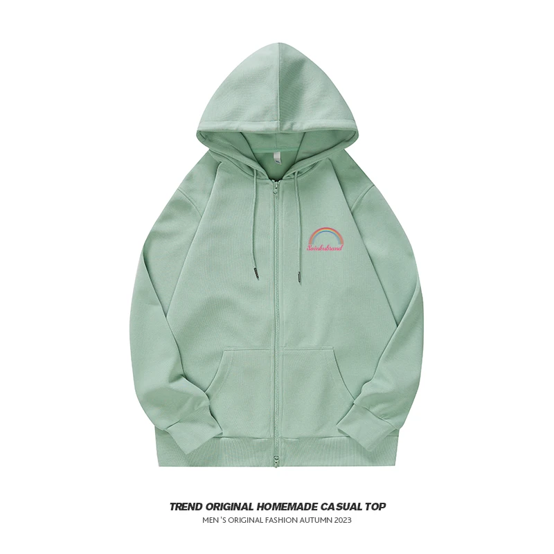 【外套系列】彩虹海 拉链开衫加绒帽衣 男女同款穿搭