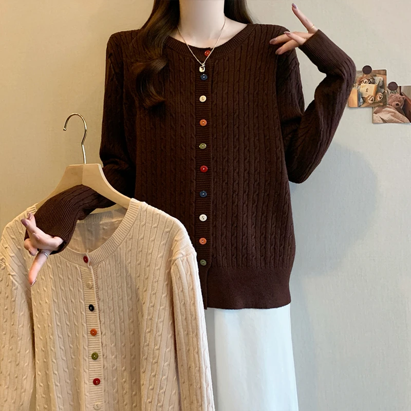 时尚大码2025秋季款毛衣显瘦针织衫开衫松弛感设计感宽松显瘦上衣