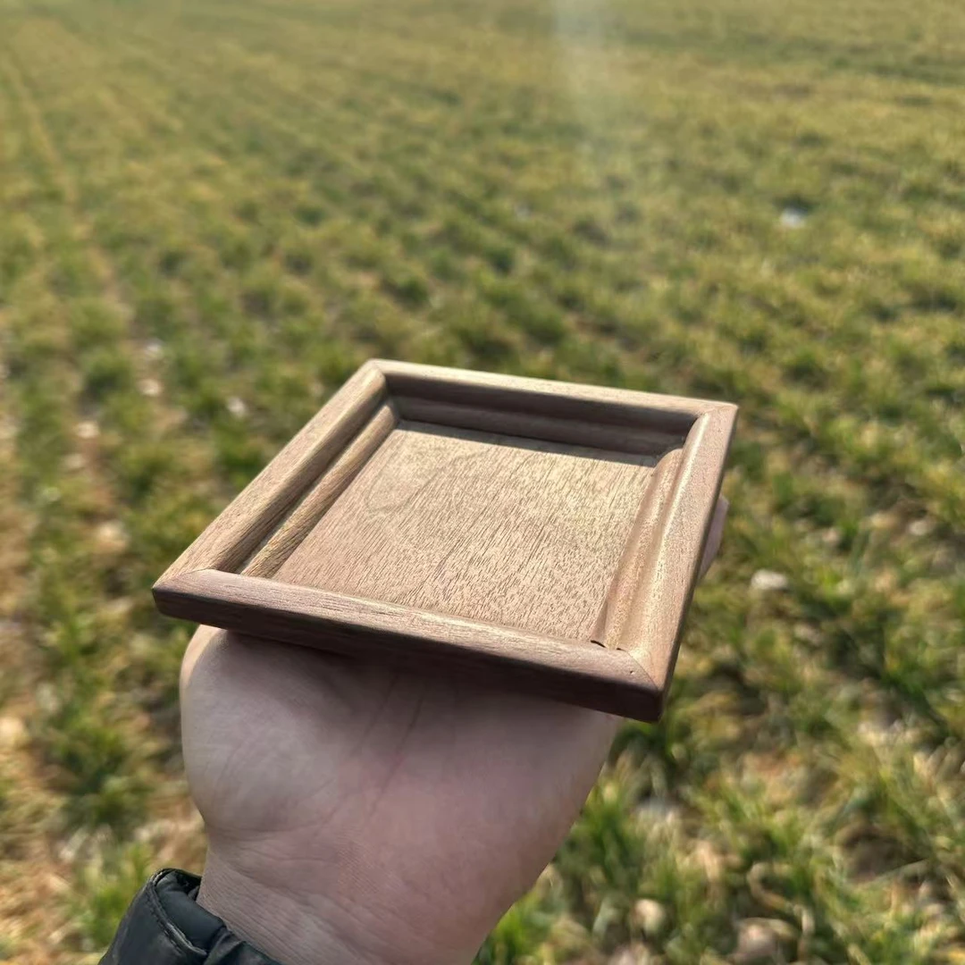 【微瑕清仓】黑胡桃实木杯托12×12×2cm