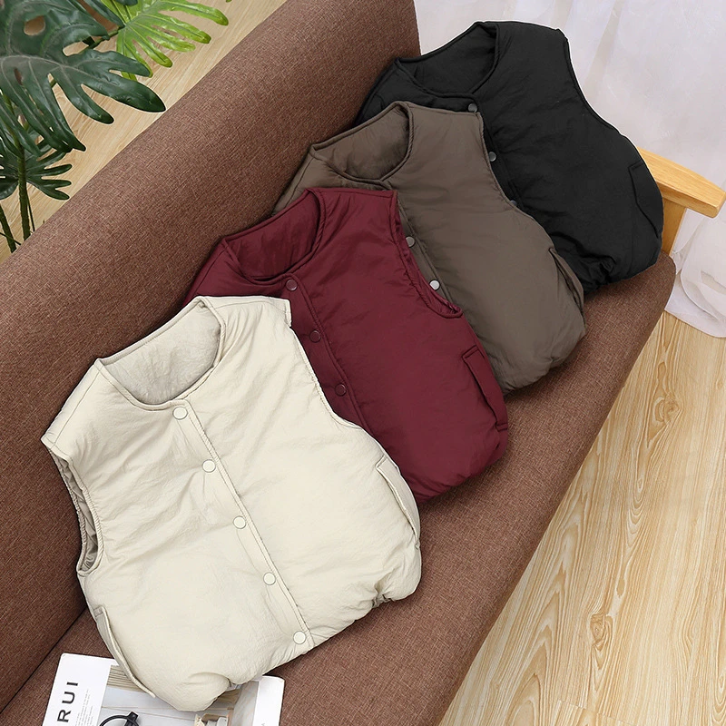 2025秋冬新款纯色儿童马甲男女童纯色背心中小童宝宝冬季厚马