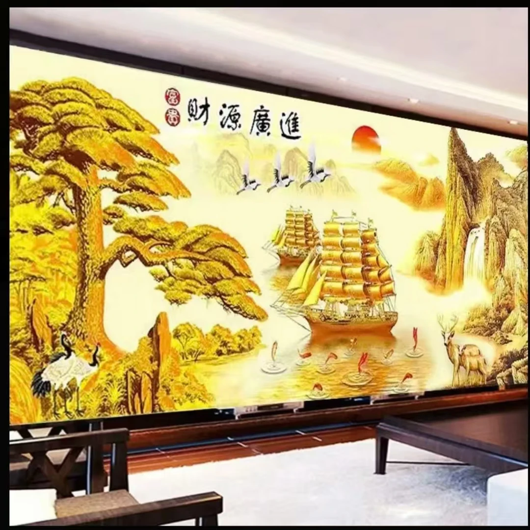 客厅沙发背景墙山水客厅背景墙床头大气挂画装饰画新中式客厅挂画