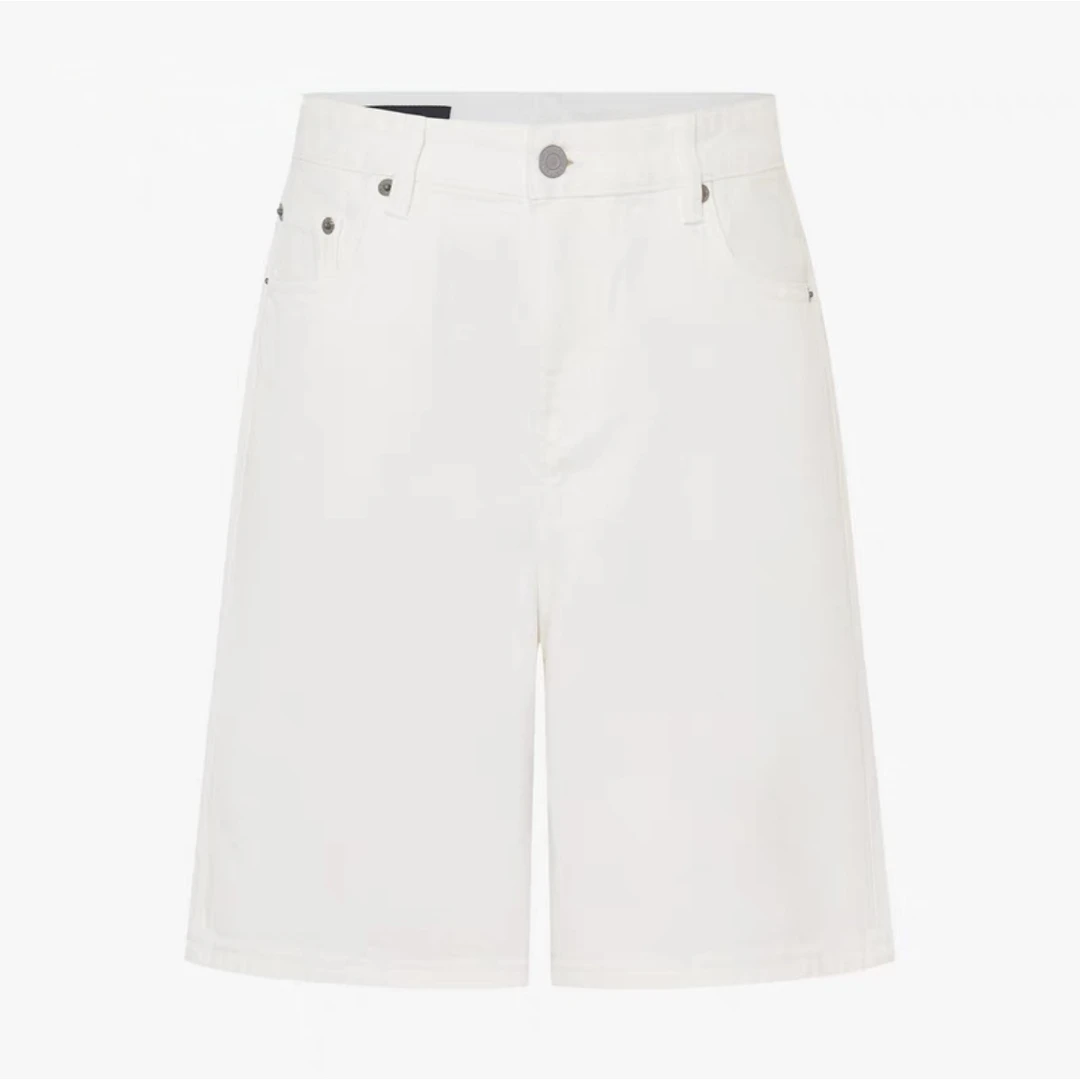 1597牛仔短裤2025春新品白色宽松直筒无弹棉质