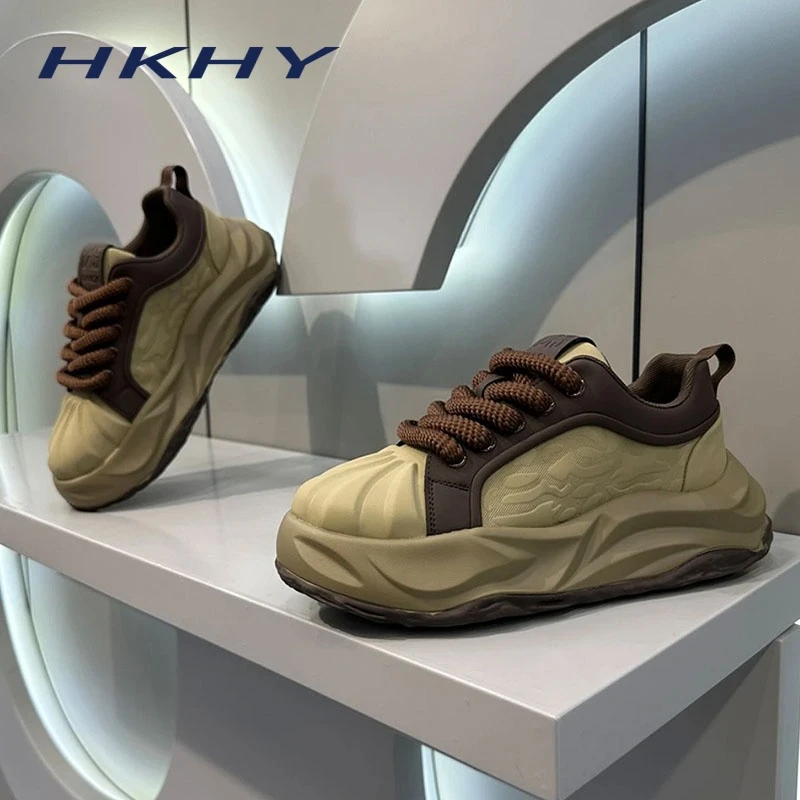 HKHY欧洲站纯色户外休鞋2025秋季新款舒适厚底防滑耐磨时尚潮男鞋