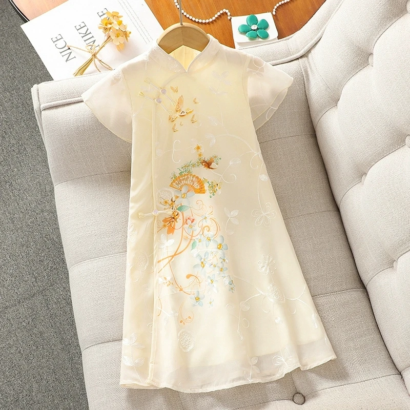 女童旗袍裙夏季2025新款儿童国风汉服连衣裙夏装女孩薄款公主裙子
