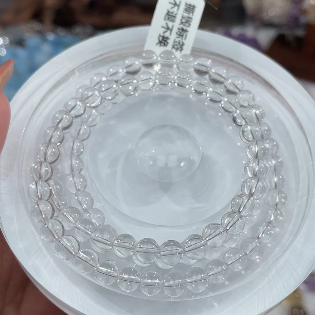 水晶未镶嵌手串013白水晶三圈AAA6m+
