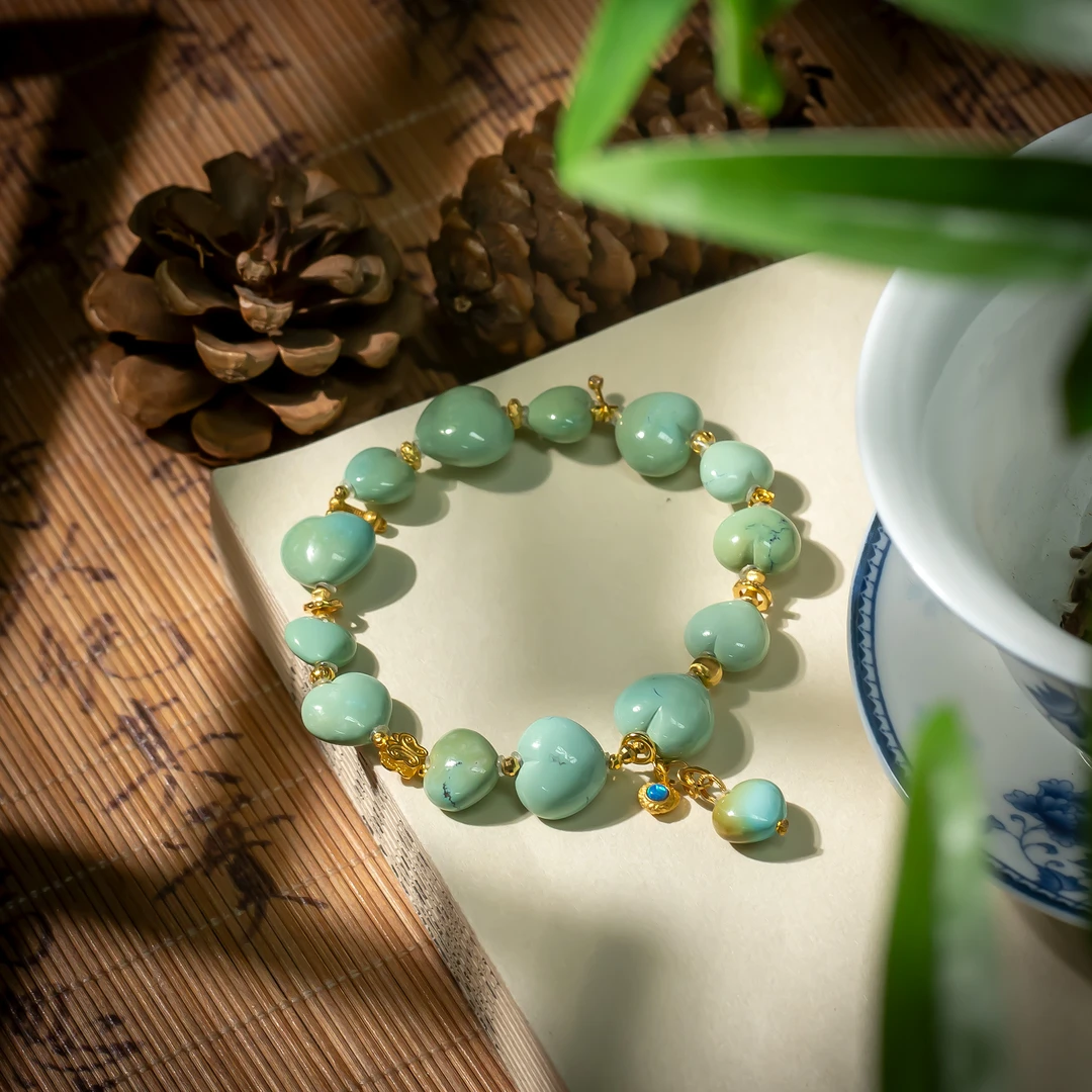 【世间臻宝】18K绿松爱心DIY手串/Q1350/多样性发一件/1