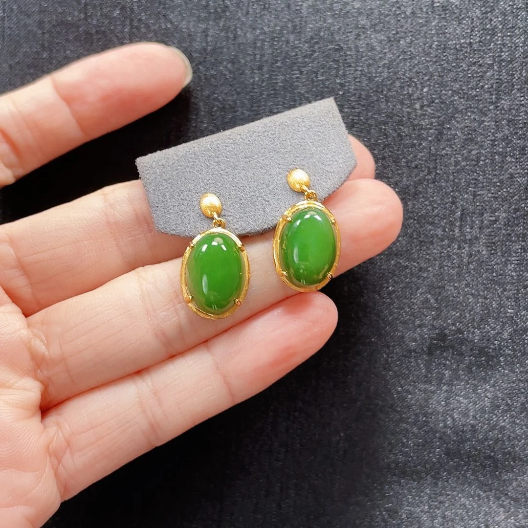 和田玉银S925镶嵌耳饰多样性发一