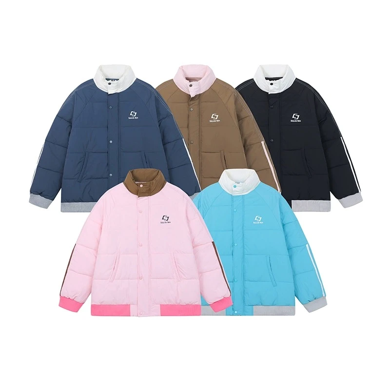 【清】秋冬立领双拼色棉衣百搭休闲保暖面包服棉服360-2069