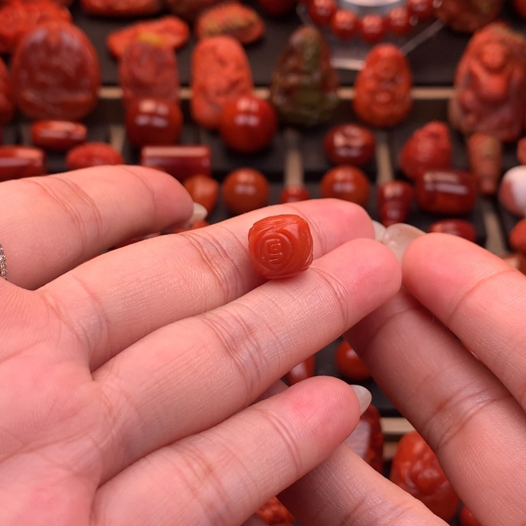 南红玛瑙未镶嵌保山博古纹老型单珠11mm