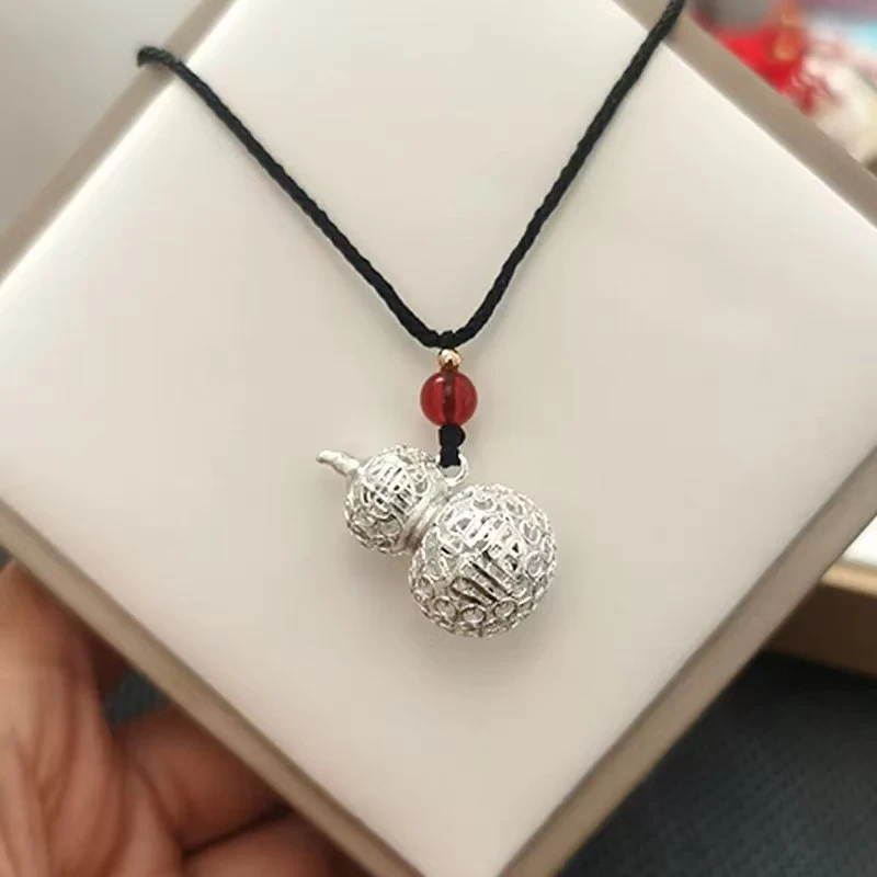 吊坠足银布 足银材质  FUYU  17  足银花丝镂空葫芦吊坠