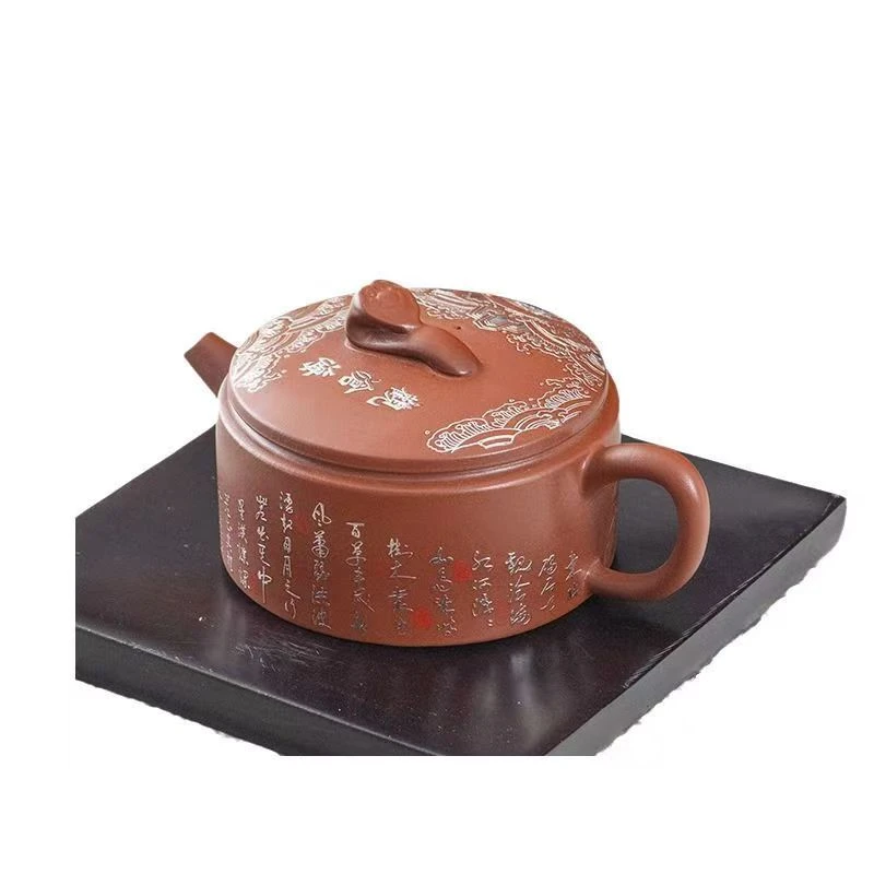 紫砂壶观沧海汉瓦壶家用紫砂壶 一壶两杯（不带礼盒）