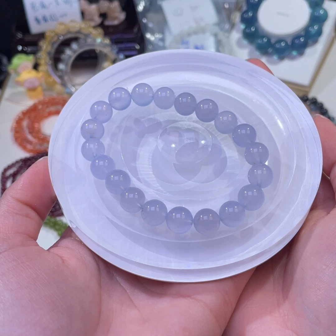 未镶嵌手链水晶蓝玉髓玛瑙9+