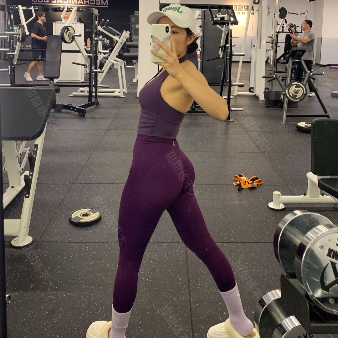 【勿上架】2209新款蜜桃臀纯色版高腰提臀健身撸铁运动9分裤