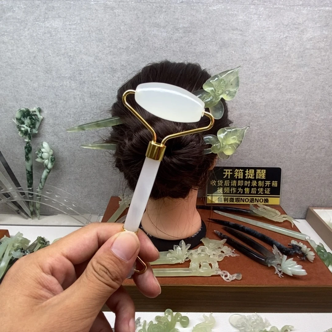 山***～蛇纹石玉未镶嵌发饰