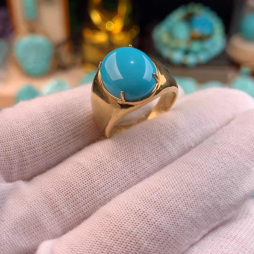 绿松石18K金镶嵌戒指