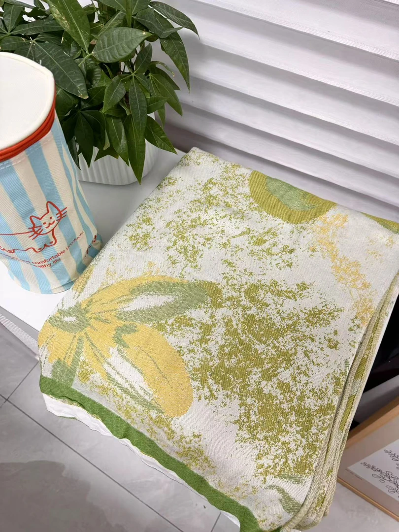 【京かわ会社】竹纤维毯夏季冷感毯 单人盖毯150*200cm 花黄