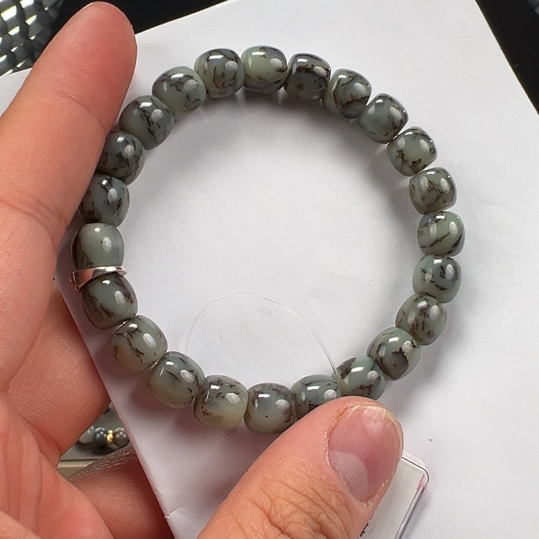 和田玉未镶嵌手链卡9mm水草