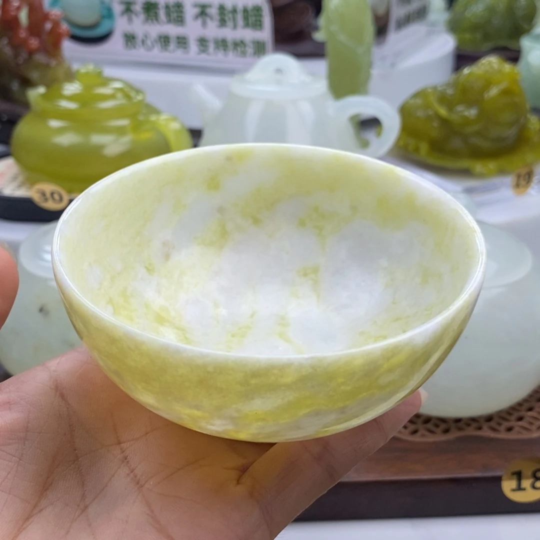 鹤***水未镶嵌岫玉四大名玉玉碗
