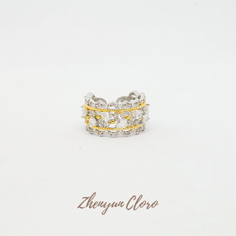 铜合金戒指 双层花朵镶钻时尚戒指 BL4026