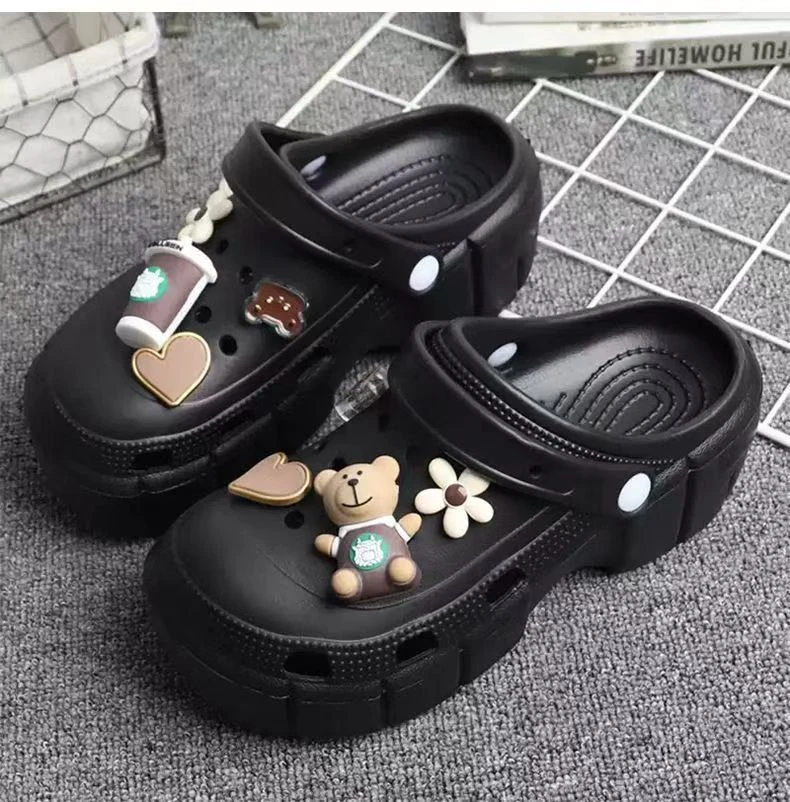 包头增高防滑凉拖鞋夏季网红时尚休闲软底高跟半拖洞洞鞋女夏厚底