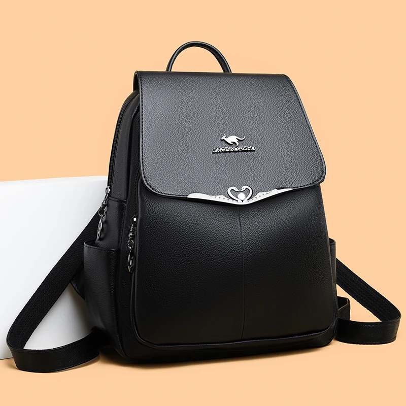 【长25高31厚14cm】背包双肩包40-50岁女士背包076黑色