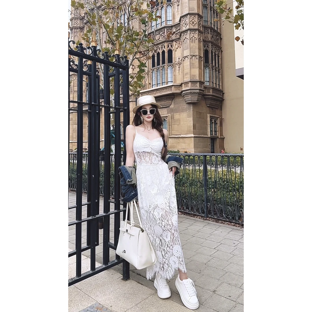 GUIDI GUDI【那年18】气质休闲百搭时尚蕾丝连衣裙 L9510322H