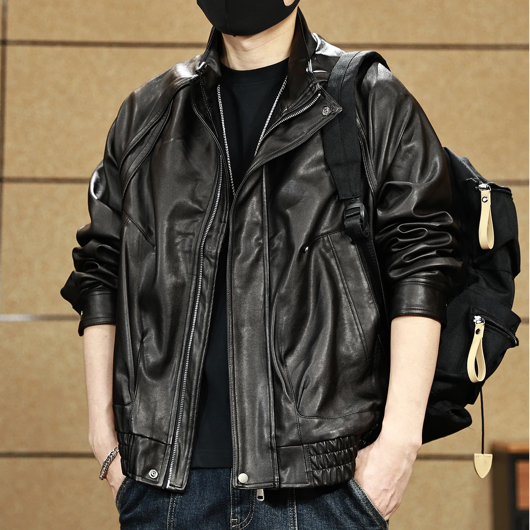 皮衣男美拉德复古机车风PU皮夹克男士2025春季秋新款飞行员外套男