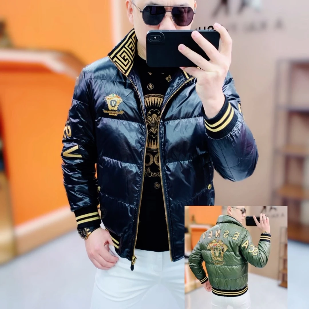 阿凯严选-欧货冬季新款男士刺绣时尚保暖立领90白鸭绒羽绒服外套