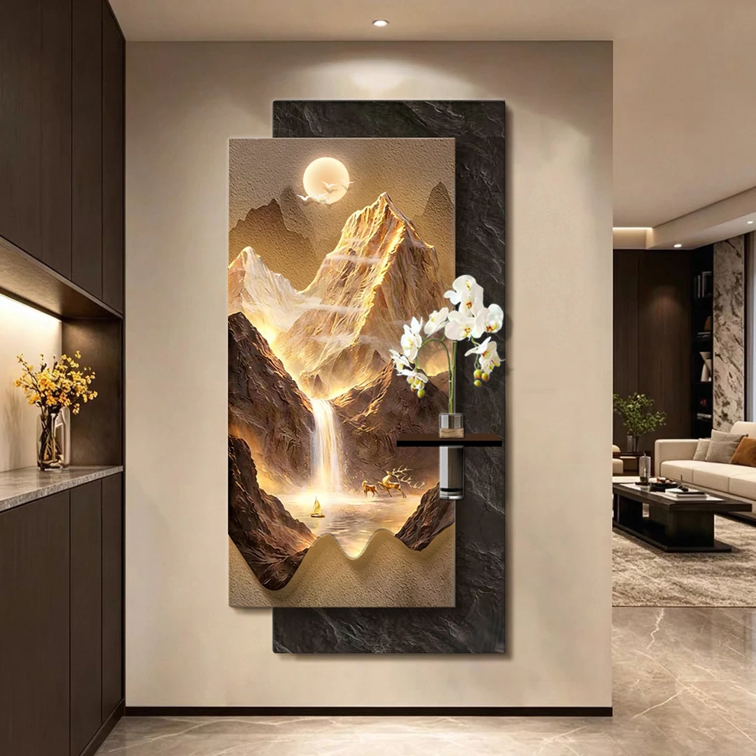 CS-182日照金山玄关装饰画水培绿植山水客厅走廊过道挂画捡漏2370