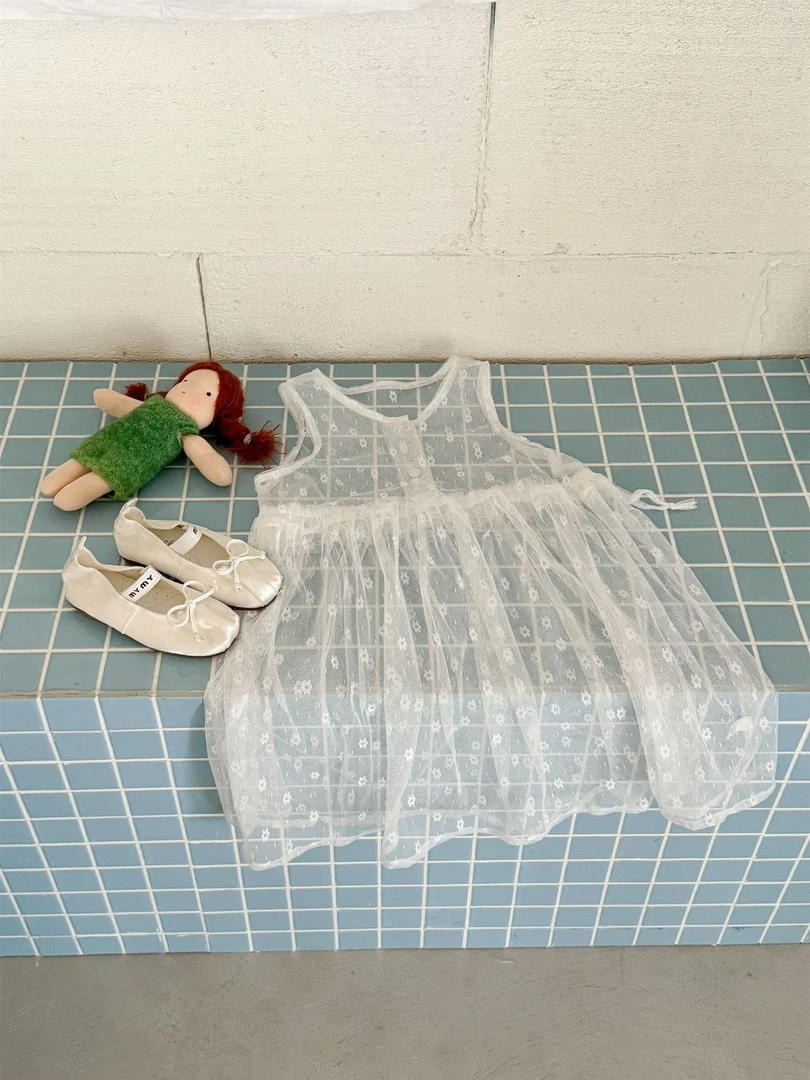 2025春夏新品女童韩版柔软可爱网纱叠穿背带纱裙儿童洋气连衣裙潮