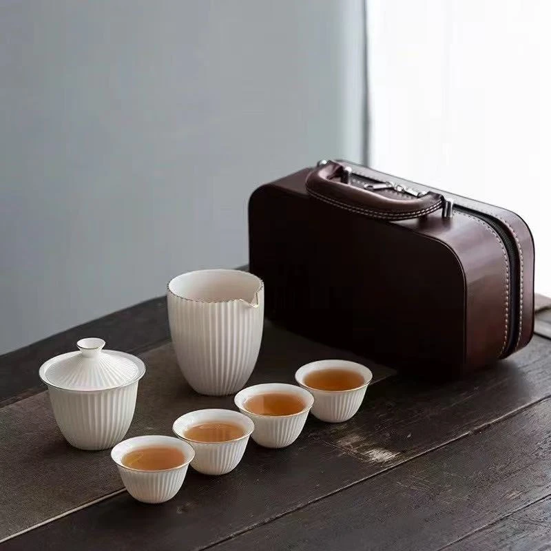 归宗盖碗带4杯旅行茶具