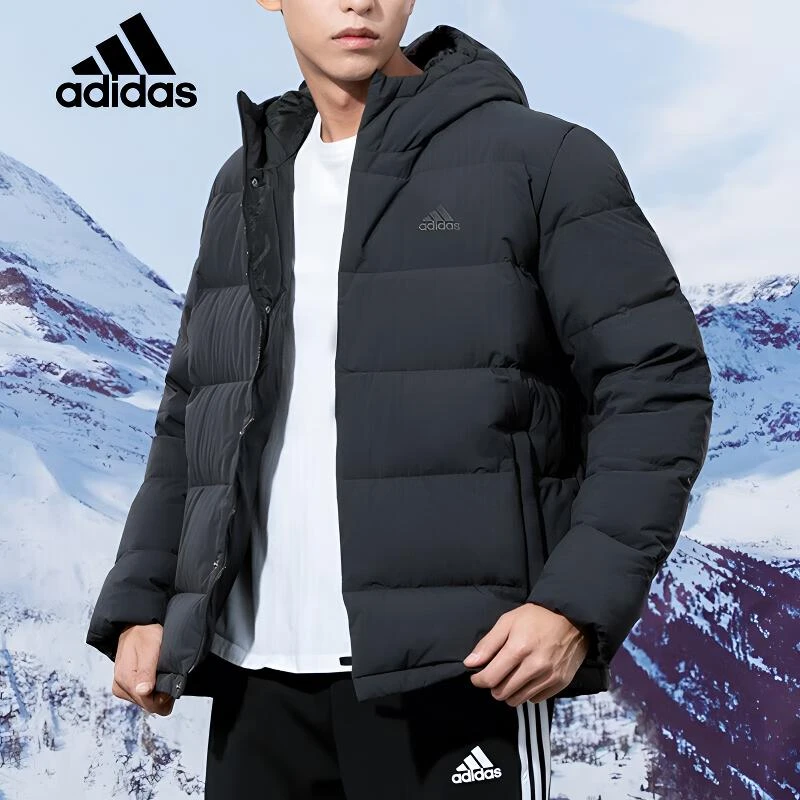adidas/阿迪达斯正品冬季简约连帽运动加厚保暖防风休闲连帽外套