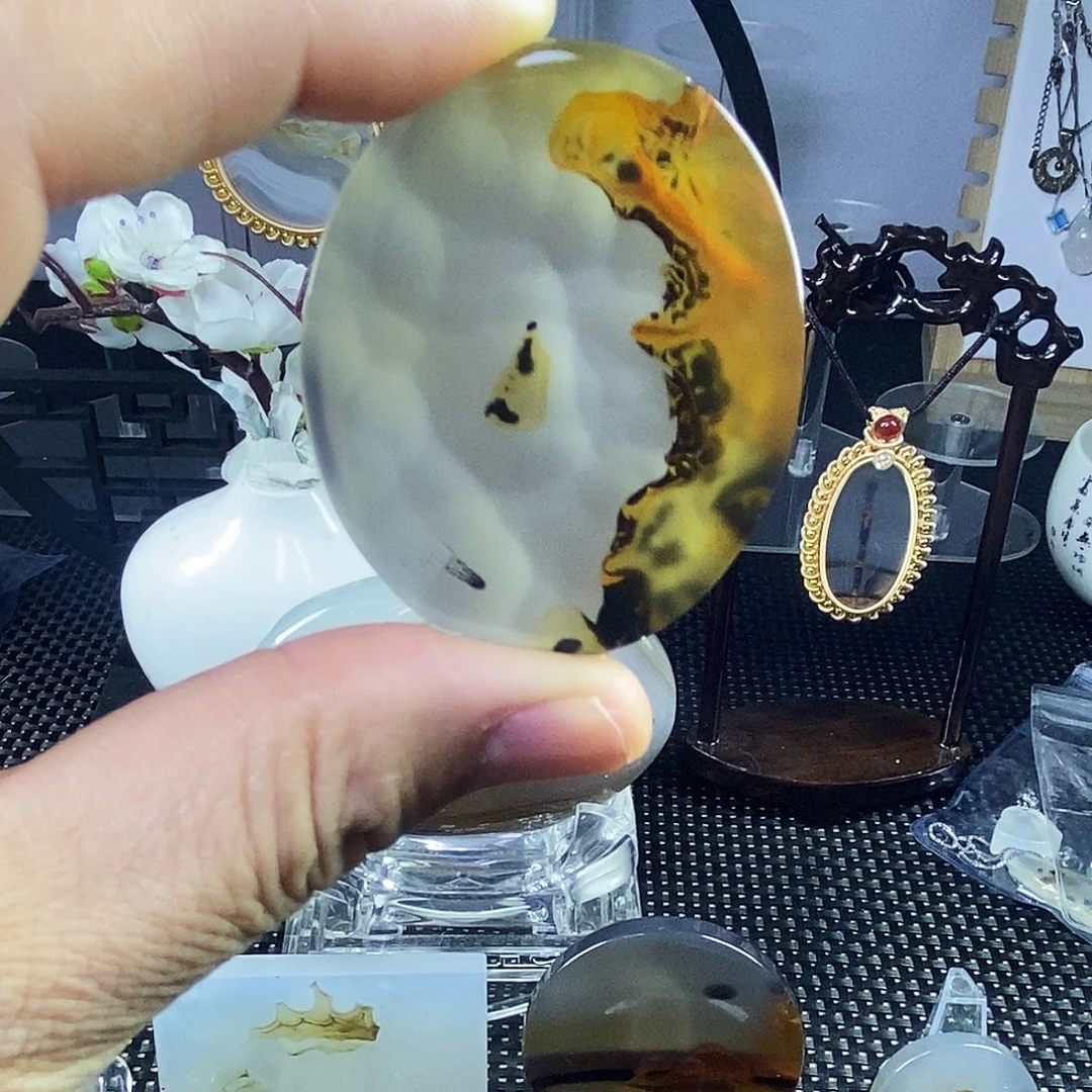 合成碳硅石非金属时尚图纹画面石饰品