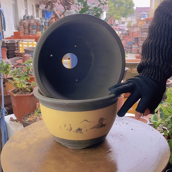 紫砂宜兴紫砂黄色平角金钟25+25