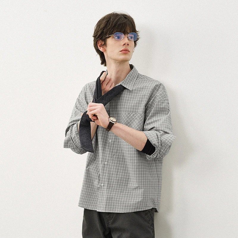 714street纯棉长袖miU系格子衬衫男2025秋季新款情侣衬衣521213