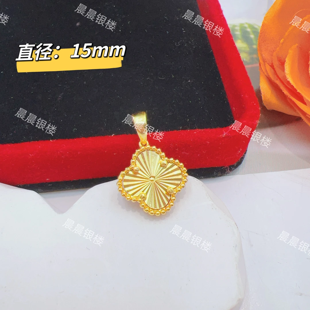 吊坠足银 足银镭射四叶草吊坠D113