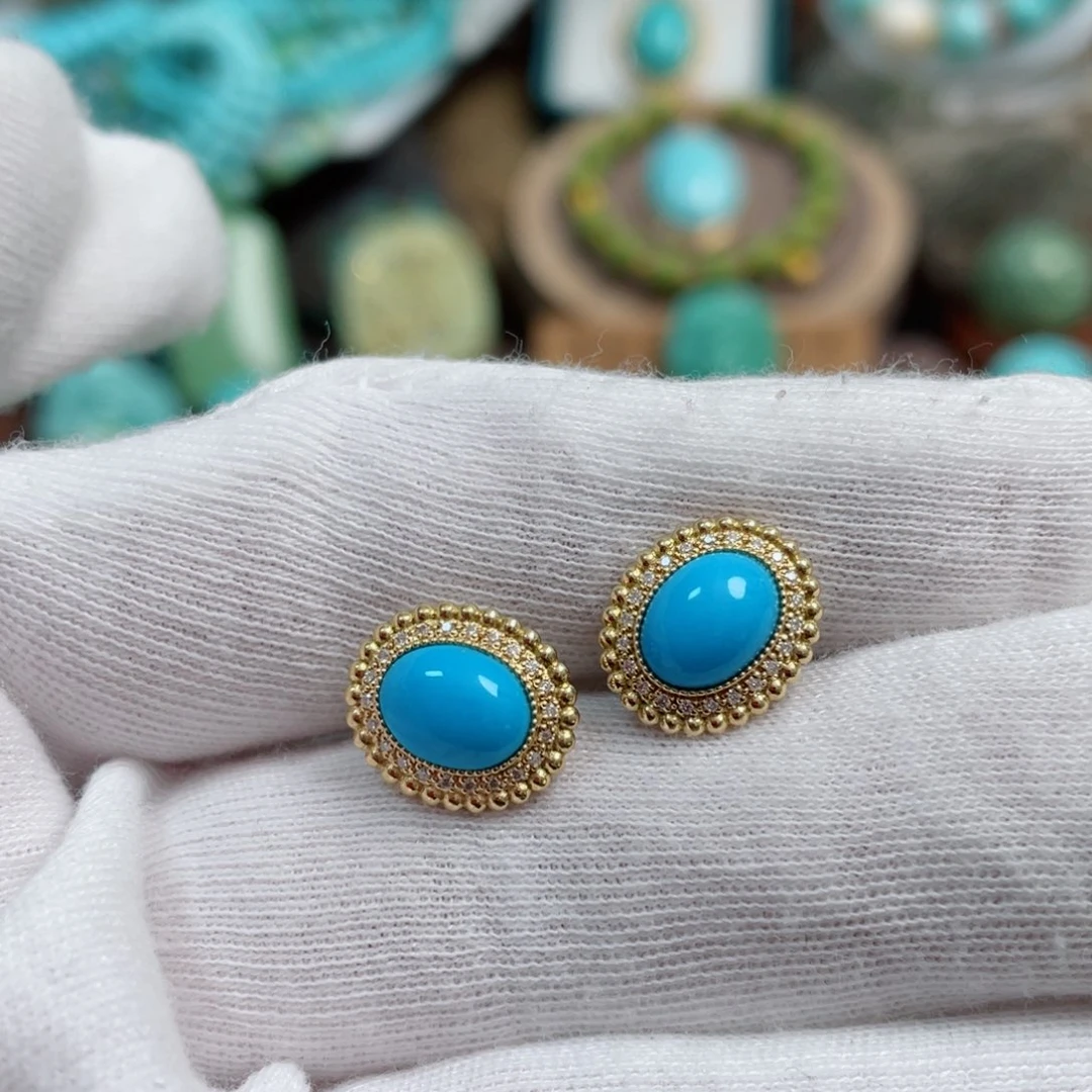 绿松石珠宝奇石18K金镶嵌