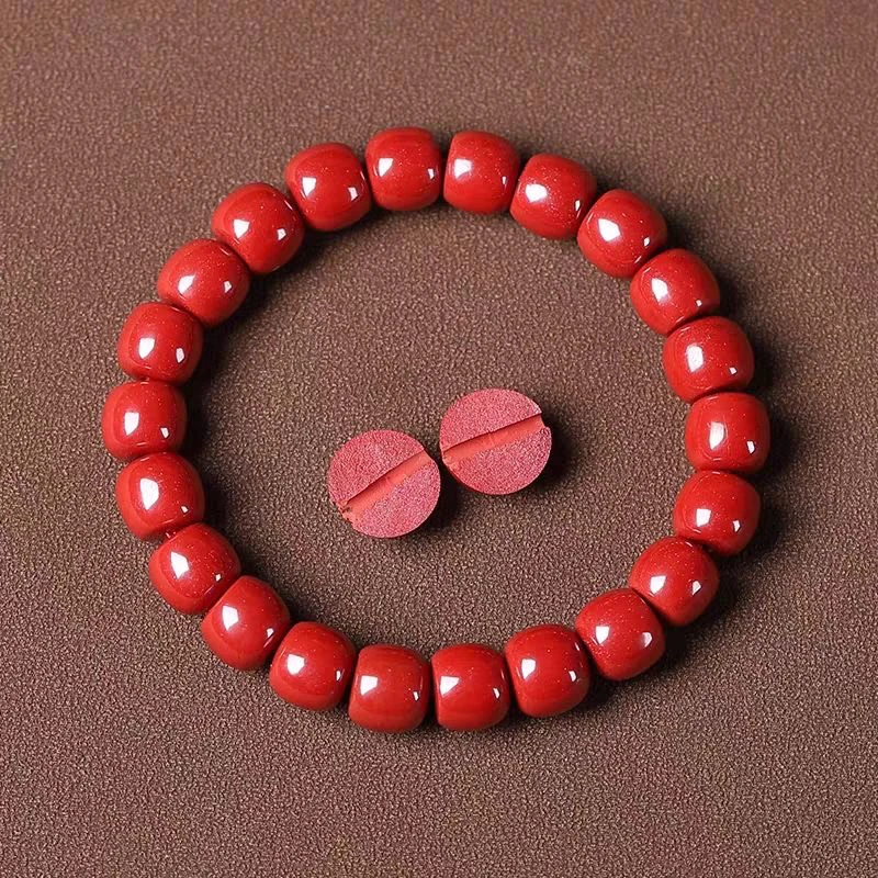 含辰砂工艺品红砂老型桶珠9*8单圈手链