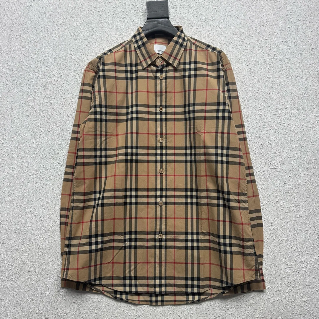 99新 BURBERRY/博柏利 细格纹格子长袖衬衫 尺码/XL DY11095