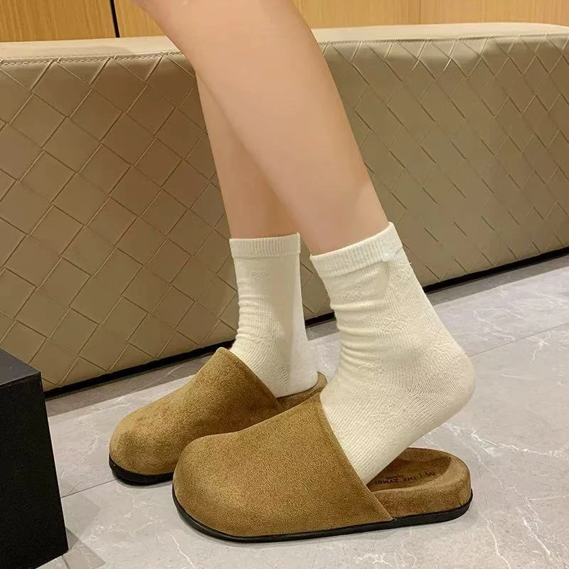 2025秋季新款爆款时尚平底休闲网红包头拖软底百搭博肯拖鞋女